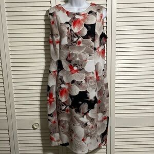 Calvin Klein Floral Print Scuba Sheath Dress